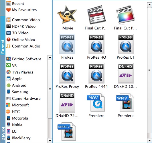 Select AIC or ProRes for iMovie