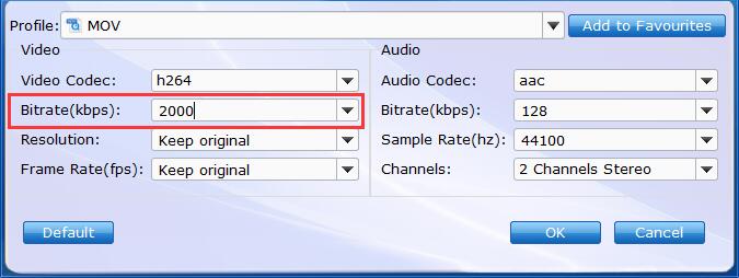Recommended DVD to MOV video size settings