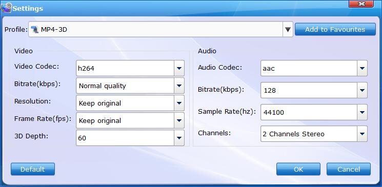 2D to 3D Video Settings