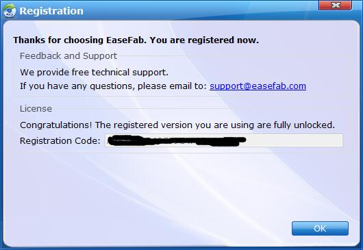 Successfully Register EaseFab Blu-ray Ripper