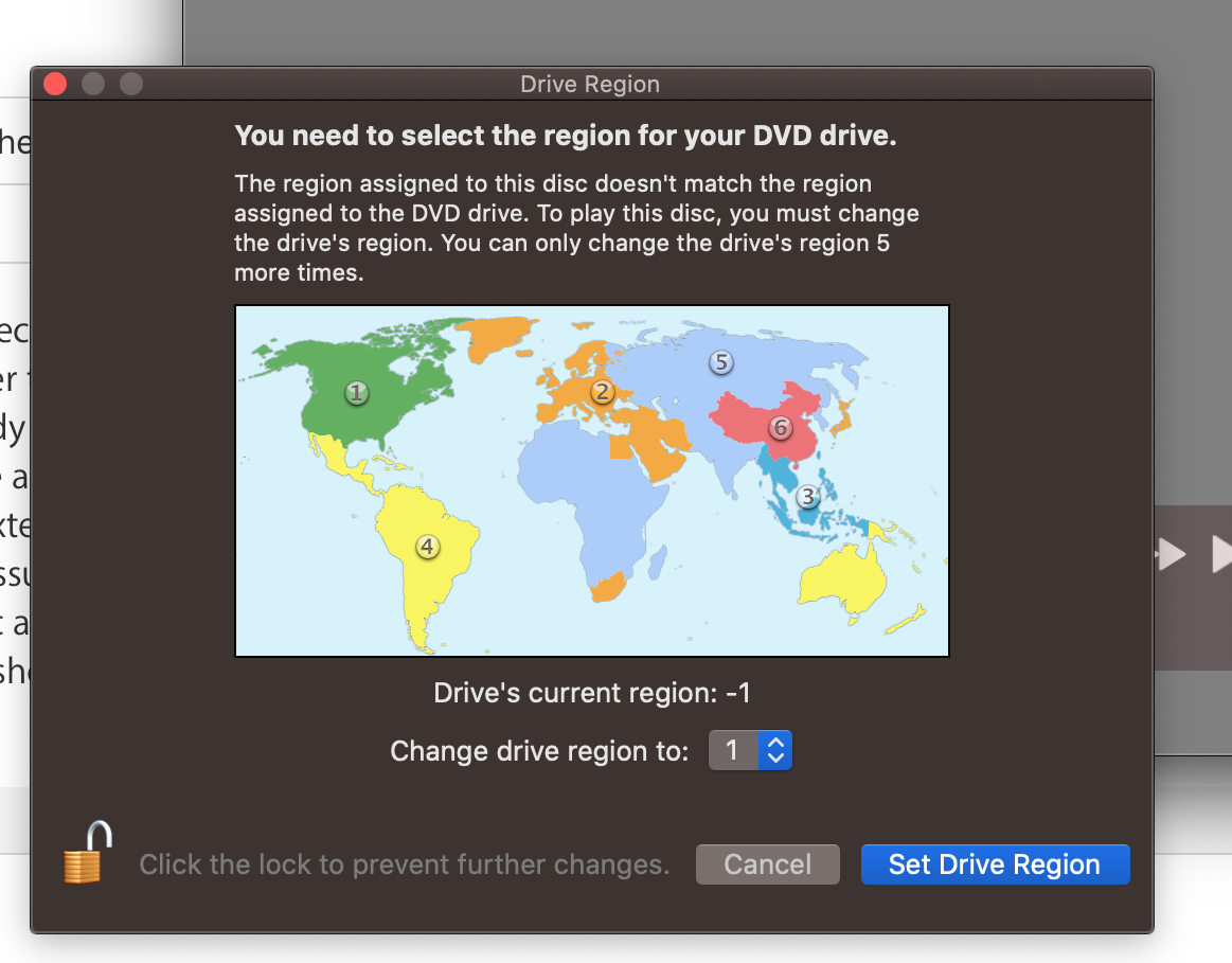 Change DVD drive region code on Mac