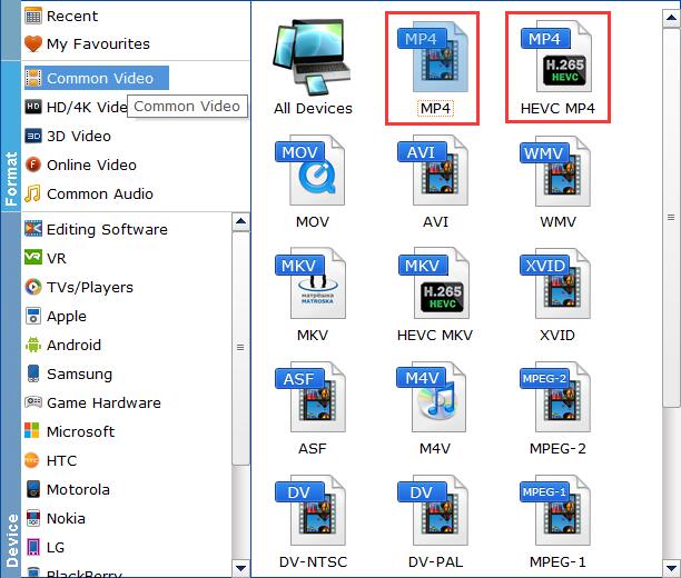 Choose MP4 as the output profile