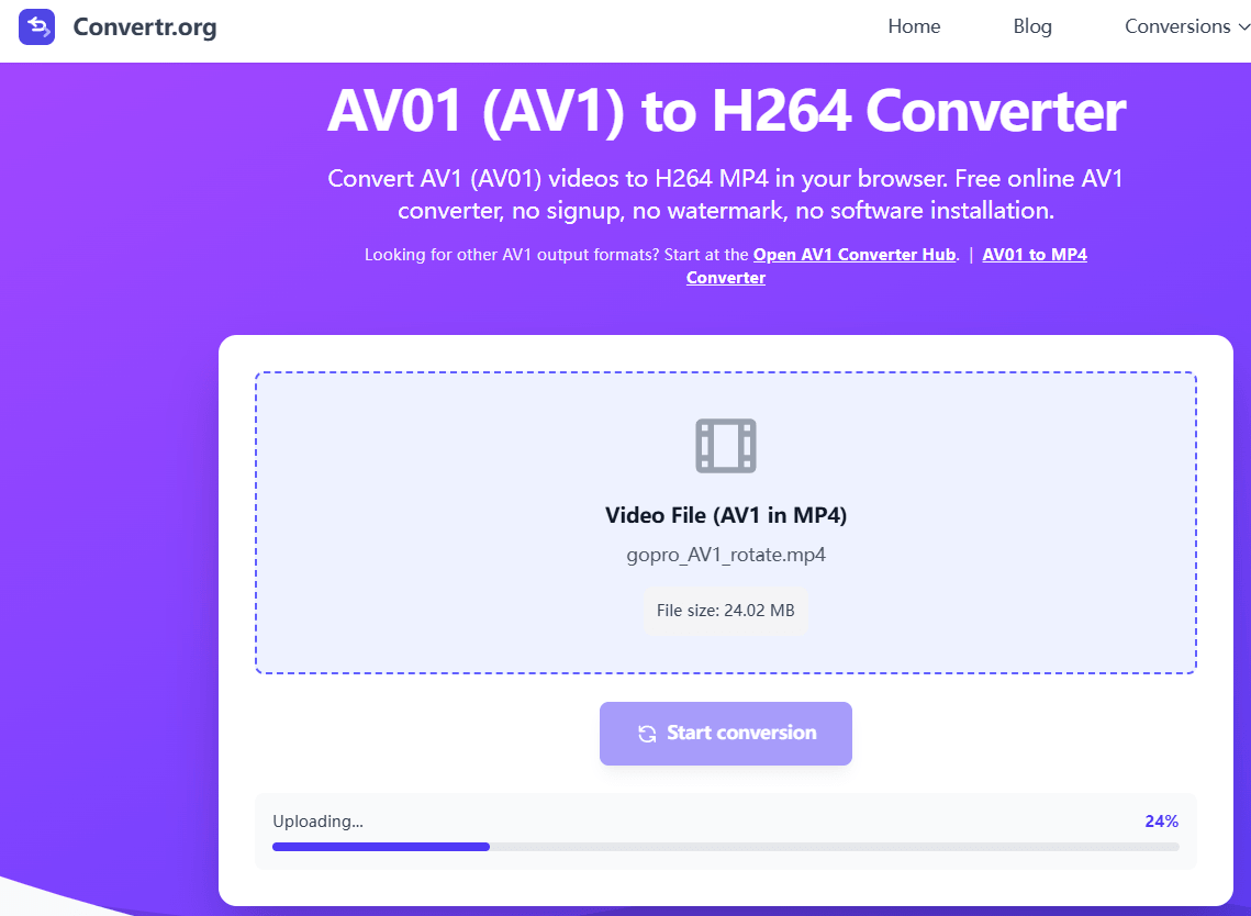 Convert AV1 to H.264 Online