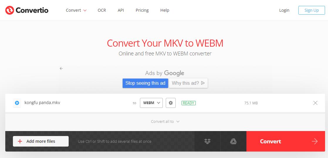 Convert MKV to WebM Free Online with Convertio