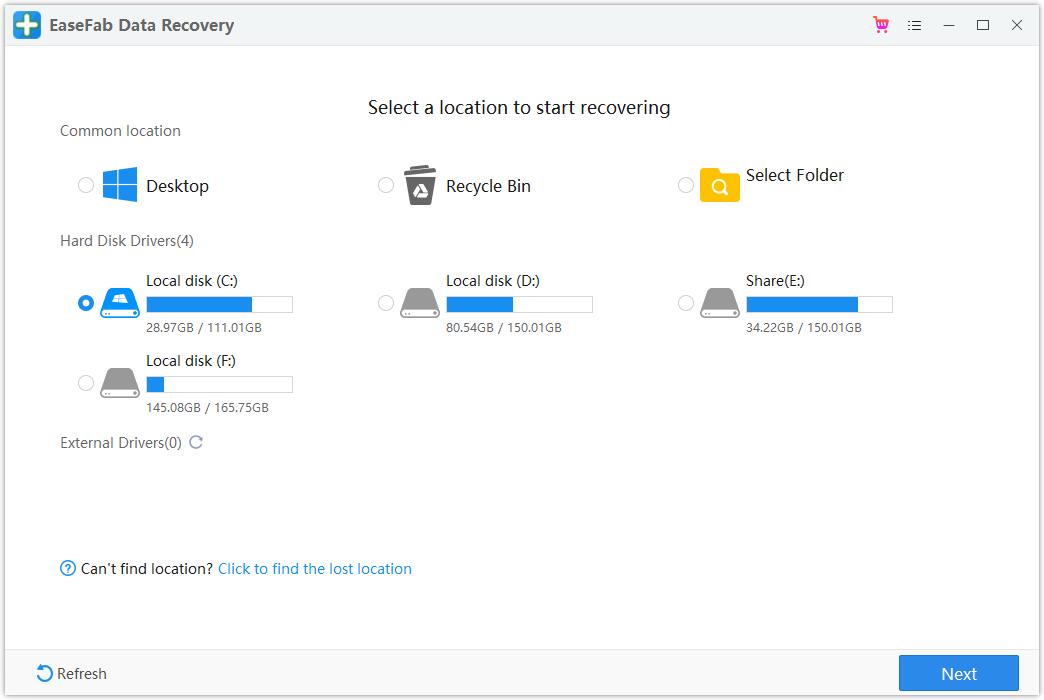 Launch EaseFab Data Recovery