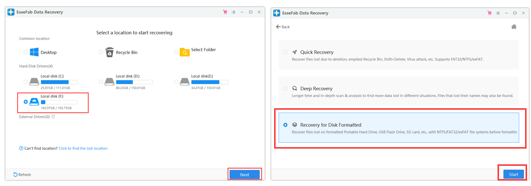 Select Formatted Hard Drive