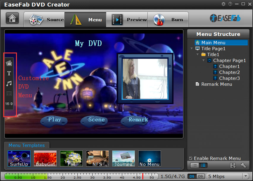 dvd creator menu