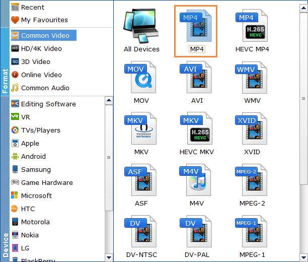 Select MP4 H.264 for Transcoding VFR to CFR