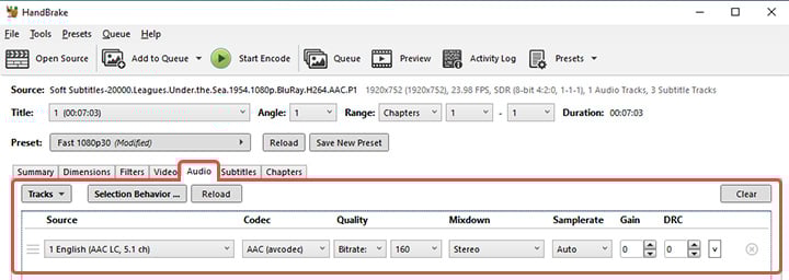 Set desired audio track