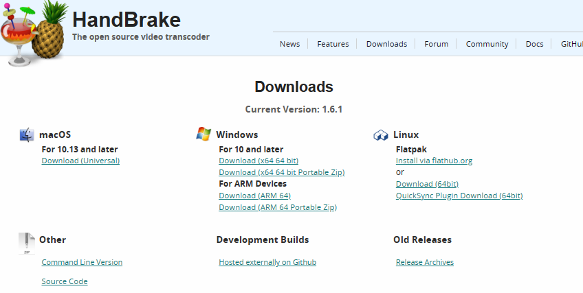 Download the latest Handbrake version