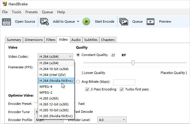 Convert AV1 to H.264 with HandBrake