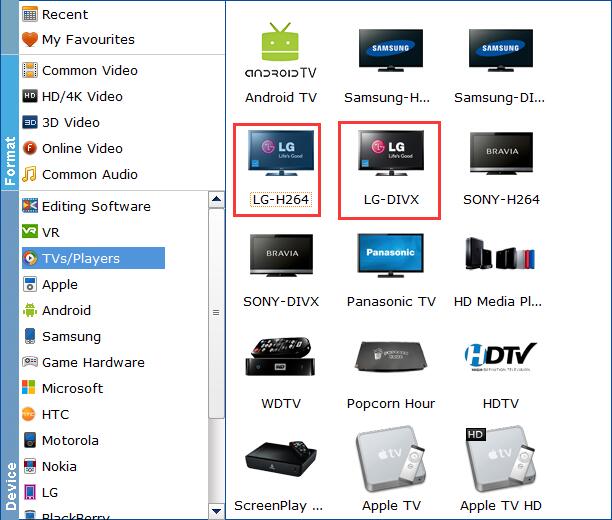 Select LG TV profile