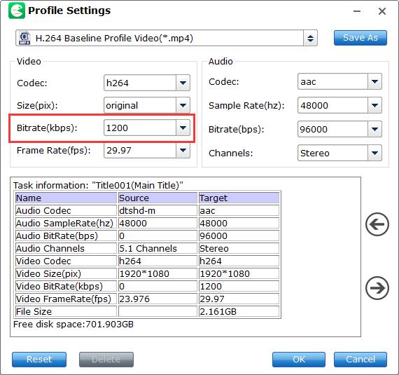 Good Quality-Size Settings for Converting Blu-ray to Digital