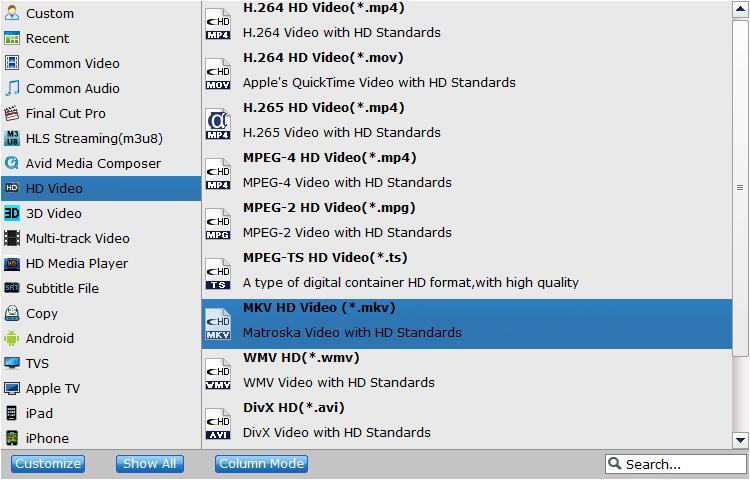 select HD mkv as output