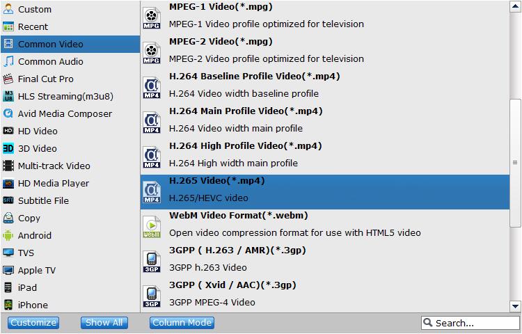 Select HEVC MP4 as output