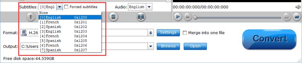 select subtitle and audio