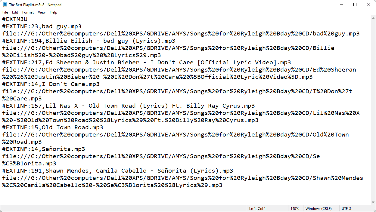 open m3u8 with notepad