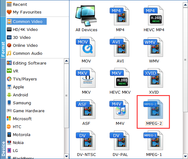 Convert MP4 to MPEG2