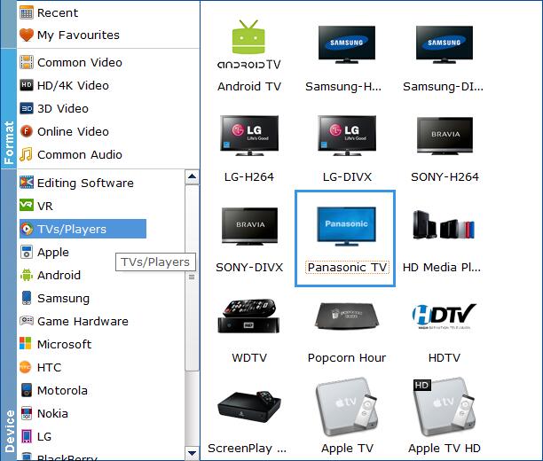 Select Panasonic TV profile