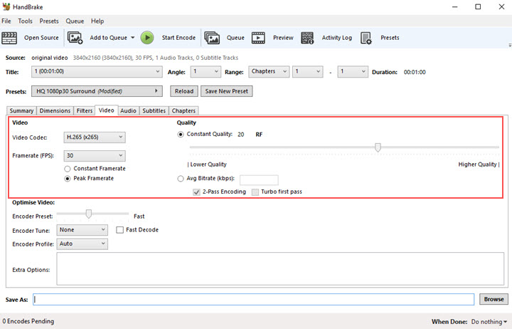 Compress MP4 using Handbrake