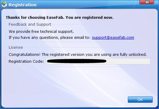 Successfully Register EaseFab Video Converter Ultimate