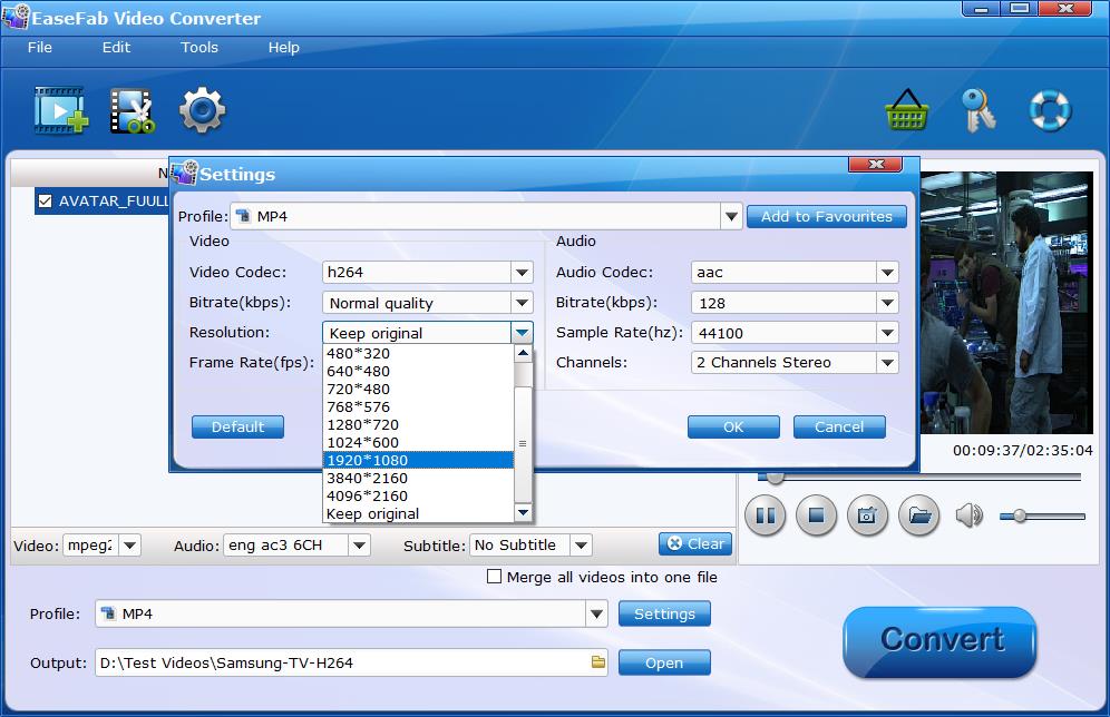 Adjust AVI specifications for Samsung TV