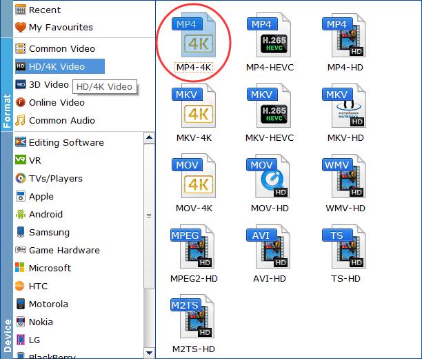 Select 4K MP4 for 1080p video upscaling