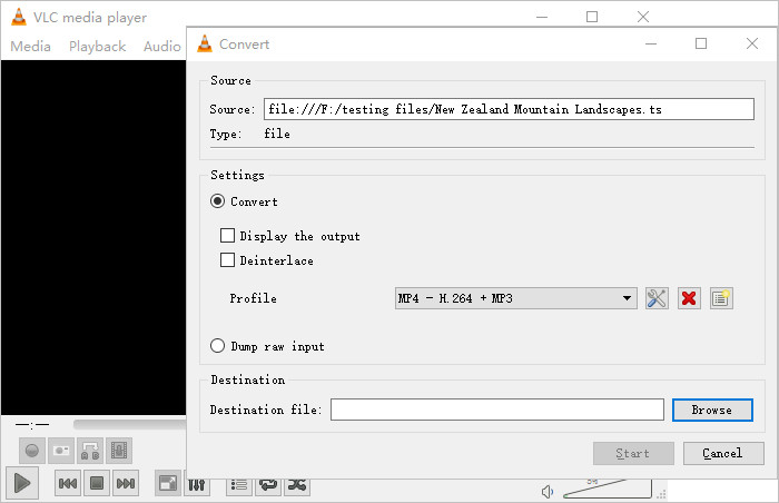 vlc convert ts to mp4