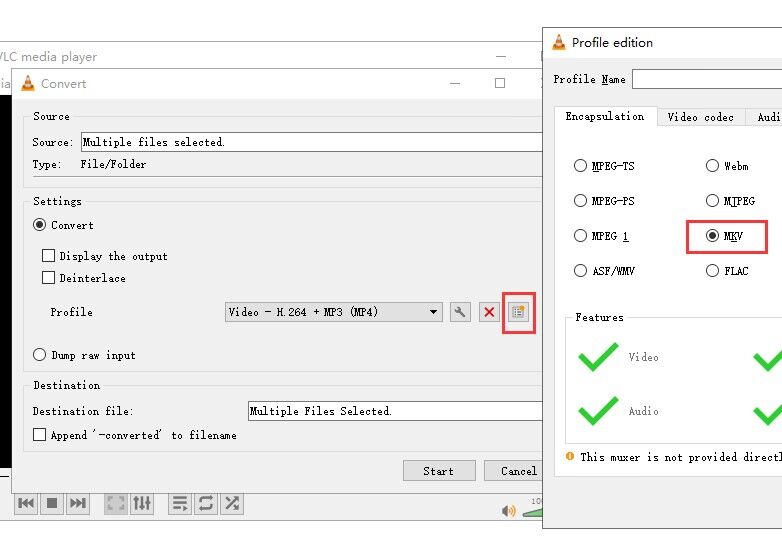 Convert VOB to MKV with VLC